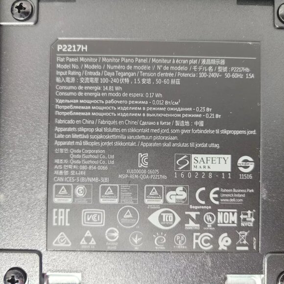 Dell Professional P2217H 22" IPS LED Monitor HDMI DP 1920 x 1080 Speaker Bar - Picture 5 of 11